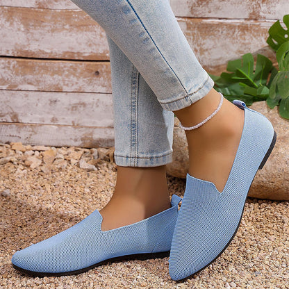 Women's Pointed Toe Knitted Flat Shoes Slip-On Loafers