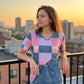 👕 Denim Print V-ringad T-shirt – Mjuk, Snygg, Enkel Stil 🌀