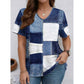 👕 Denim Print V-ringad T-shirt – Mjuk, Snygg, Enkel Stil 🌀