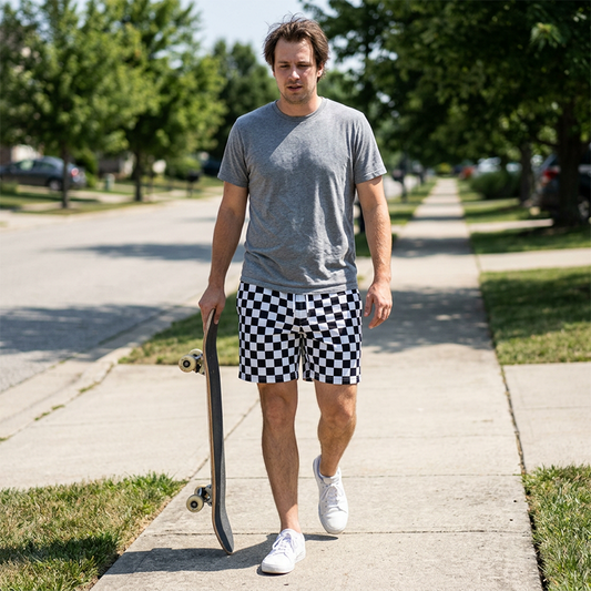 🩳 BEGRÄNSAD TID 50% RABATT! ✨ Herr Snabbtorkande Rutiga Strandshorts – Andningsbara, Dragsko, Multisport 🌊