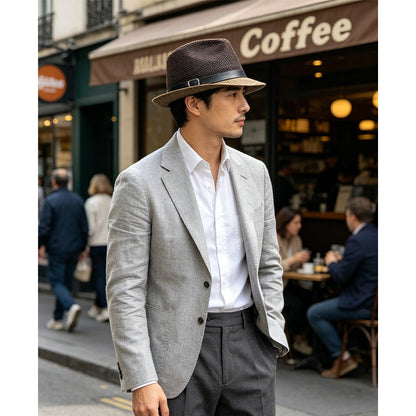 Sommar Stråfedora Solhatt med Snygg Spänneband 🎩