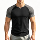 👕 TIDSBEGRÄNSAD 50% RABATT! ✨ Herr V-ringad Raglan T-shirt – Snabbtorkande, Slim Fit, Tvåfärgad 🏋️