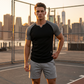 👕 TIDSBEGRÄNSAD 50% RABATT! ✨ Herr V-ringad Raglan T-shirt – Snabbtorkande, Slim Fit, Tvåfärgad 🏋️