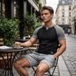 👕 TIDSBEGRÄNSAD 50% RABATT! ✨ Herr V-ringad Raglan T-shirt – Snabbtorkande, Slim Fit, Tvåfärgad 🏋️