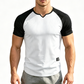 👕 TIDSBEGRÄNSAD 50% RABATT! ✨ Herr V-ringad Raglan T-shirt – Snabbtorkande, Slim Fit, Tvåfärgad 🏋️