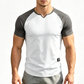 👕 TIDSBEGRÄNSAD 50% RABATT! ✨ Herr V-ringad Raglan T-shirt – Snabbtorkande, Slim Fit, Tvåfärgad 🏋️