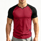 👕 TIDSBEGRÄNSAD 50% RABATT! ✨ Herr V-ringad Raglan T-shirt – Snabbtorkande, Slim Fit, Tvåfärgad 🏋️