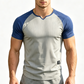 👕 TIDSBEGRÄNSAD 50% RABATT! ✨ Herr V-ringad Raglan T-shirt – Snabbtorkande, Slim Fit, Tvåfärgad 🏋️