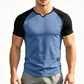👕 TIDSBEGRÄNSAD 50% RABATT! ✨ Herr V-ringad Raglan T-shirt – Snabbtorkande, Slim Fit, Tvåfärgad 🏋️