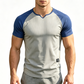 👕 TIDSBEGRÄNSAD 50% RABATT! ✨ Herr V-ringad Raglan T-shirt – Snabbtorkande, Slim Fit, Tvåfärgad 🏋️