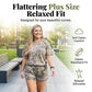 Plus size camo topp & shorts-set 🌿 Ledig passform, mjukt tyg – enkelt, snyggt & redo för äventyr ✨