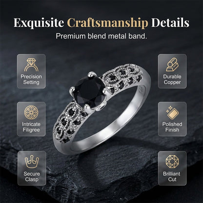 Dam Vintage Svart Zirkon Ring