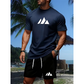 👕 TIDSBEGRÄNSAT 50% RABATT! ✨ Herr Kortärmad T-shirt & Shorts med Dragsko – Geometriskt Tryck, Andningsbar, Mångsidig 🔥