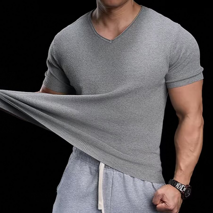 🩶Breathable V-Neck Knit Tee
