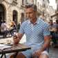 💙Men's Geometric Print Collared Top & Shorts Set😎