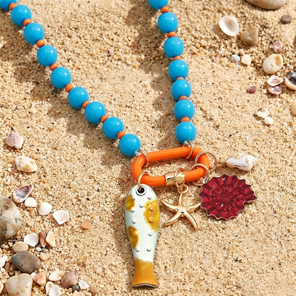 Vibrant Boho Kusthalsband med Pärlor