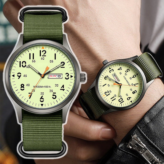 ⌚ 50% RABATT NU! ✨ Herr Kvartsur med Lysande Display – Dubbelt lysande & datumfönster – 30M vattenresistent – perfekt för vardag eller smart-casual 🕶️💪