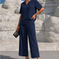⏳Limited-time 50% off⏰Women's V-Neck Top & Wide-Leg Pants Set👚👖