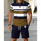📢📢50% OFF !! ⏰Men's Striped T-Shirt & Shorts  2-Piece Set