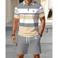 📢📢50% OFF !! ⏰Men's Striped T-Shirt & Shorts  2-Piece Set