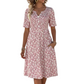 👗 50% RABATT NU! 🌸 Women's Casual V-Neck Print Dress with Pockets – Blommigt Mönster & Praktiska Sidofickor – Perfekt för Vardag & Sommar ☀️