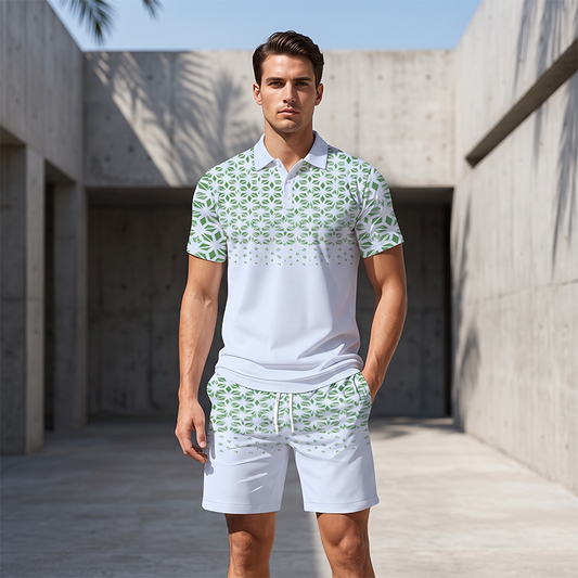 Herr Casual Kortärmad Topp & Shorts Set