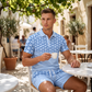 Herr Casual Kortärmad Topp & Shorts Set