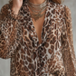 🎉 50% RABATT! 🌸 Leopard V-ringad Knuttopp – Vild Feminin Stil