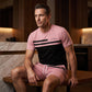 Herr Casual Kortärmad T-shirt & Shorts Set med Dragsko