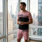 Herr Casual Kortärmad T-shirt & Shorts Set med Dragsko