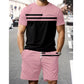 Herr Casual Kortärmad T-shirt & Shorts Set med Dragsko
