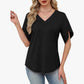 🎉 BEGRÄNSAD TID 50% RABATT! 👚 V-ringad Fladdermärmsblus – Mjuk Feminin Bris 🌸