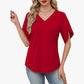 🎉 BEGRÄNSAD TID 50% RABATT! 👚 V-ringad Fladdermärmsblus – Mjuk Feminin Bris 🌸