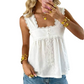 👚 50% RABATT NU! 🌸 Women's Vintage Square Neck Sleeveless Top – Delikat Spets & Sval Komfort – Perfekt för Sommar, Brunch & Semester – Mjuk & Andningsbar ☀️