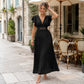 👗 50% OFF NOW! ✨ Women Elegant V-Neck Pleated Long Dress – Flattering pleats, lightweight fabric & elegant flow – Perfect for parties, weddings & summer evenings 🌸