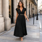 👗 50% OFF NOW! ✨ Women Elegant V-Neck Pleated Long Dress – Flattering pleats, lightweight fabric & elegant flow – Perfect for parties, weddings & summer evenings 🌸