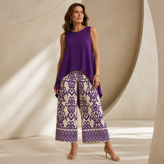 Dam Casual Ärmäslös Topp & Vida Ben Byxor Set
