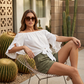 🎉 2026 Sale — Over 25,000 Sold! 💞 Women Casual Off Shoulder Sweet Bow Tie Front Summer Blouse – Breezy Summer Elegance 🌸