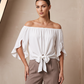 🎉 2026 Sale — Over 25,000 Sold! 💞 Women Casual Off Shoulder Sweet Bow Tie Front Summer Blouse – Breezy Summer Elegance 🌸