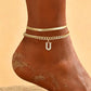 ✨50% RABATT NU! !✨Dainty Layered Gold Initial Anklets for Women