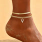 ✨50% RABATT NU! !✨Dainty Layered Gold Initial Anklets for Women