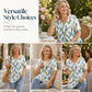 Dam V-ringad Tryckt T-shirt Casual Kortarmad Plisserad Topp