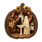 TIDSBEGRÄNSAT 50% RABATT! Halloween Trä Pumpa Bordsdekor – Dubbelskikts Träkonstruktion med Festlig Charm