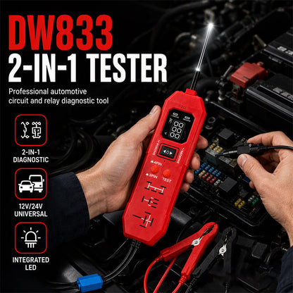 📟⚡2-i-1 Fordonskretstest & Relätestare med Digital Display🚜