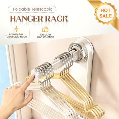 🏠 BEGRÄNSAD TID 50% RABATT! Vikbar teleskopisk sugkoppsklädhängare – Borrfri infällbar torkstång – Hög bärkapacitet & hållbar ABS ✨