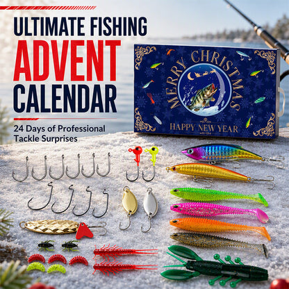 Julkalender med fiskedrag – Blindbox-set med wobbler, popper och skeddrag