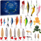 Julkalender med fiskedrag – Blindbox-set med wobbler, popper och skeddrag