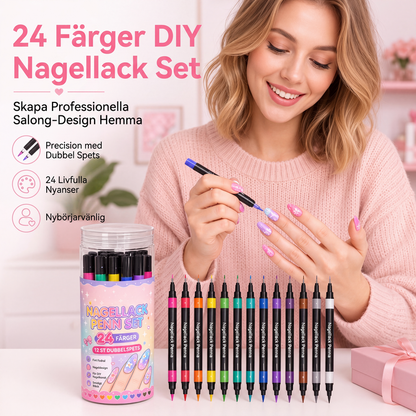 🌹 50% RABATT NU ! !🌹24-färgers dubbeländade nagelkonstpennor set