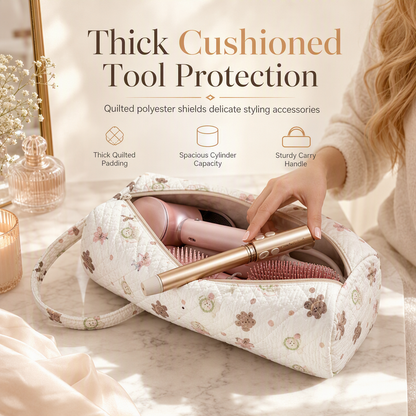 ⏳🔥LIMITED-TIME 50% OFF! ⏰Portable Quilted Travel Storage Bag with Handle for Hair Dryer Curling Iron and Hair Straightener🐆