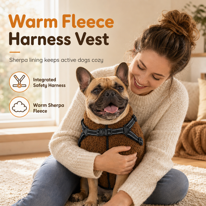 🐕 50 % RABATT NU! ❄️ Varm vinterjacka för hund med reflexband & sele – teddyfleece för små och medelstora hundar ✨